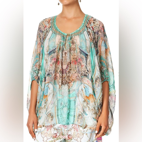 Camilla Silk Crepe Blouse With Keyhole Front, I Dream Of Marie - Picture 3 of 4